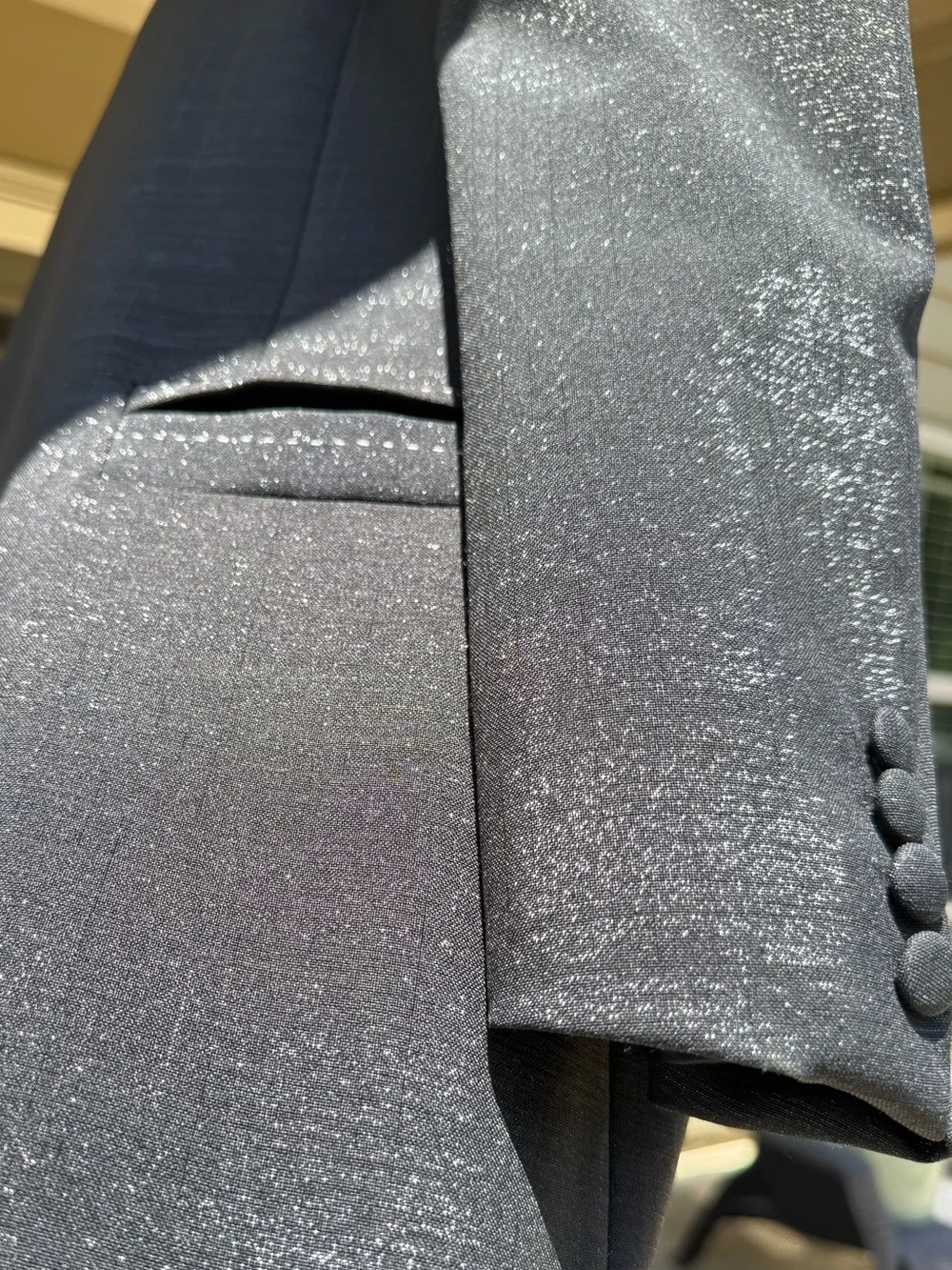Falcone Men's Black Silver Polyester Jacket Blazer & Pants 2pc Suit Size 52L/47L